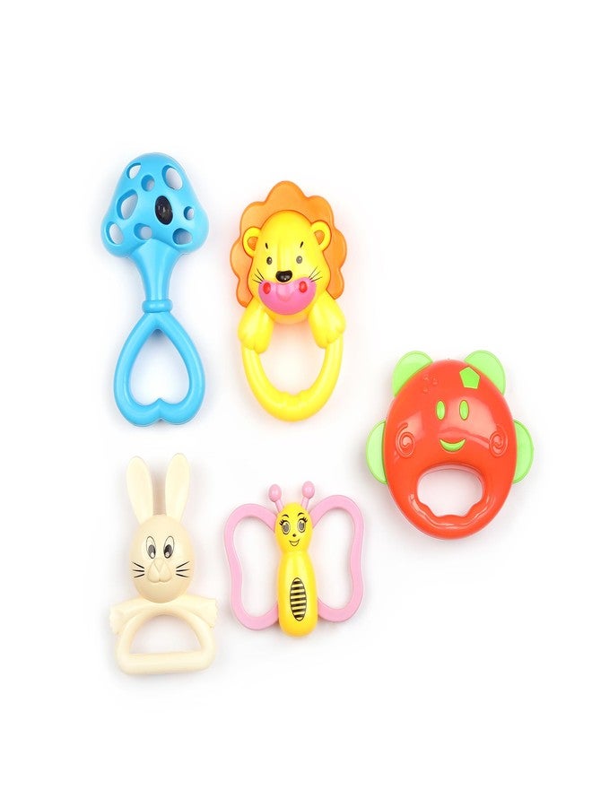 CloudTech Multicolour Attractive Plastic Set of 5 Rattles | BPA Free Rattle Toys | Easy Grip, Colourful Sound Toys for Newborns and Toddlers - Image 1